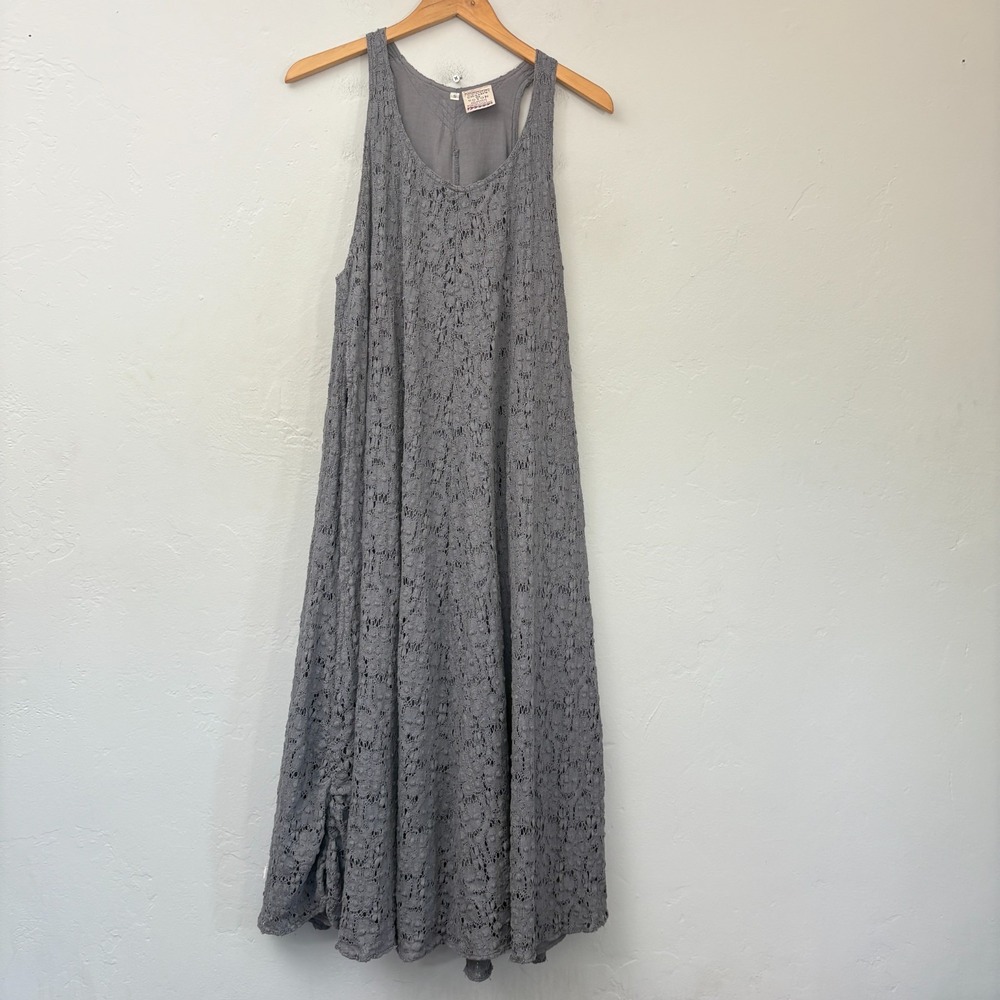 Champs de Coton Lace Dress Women Size Small Gray Sleeveless A Line Midi